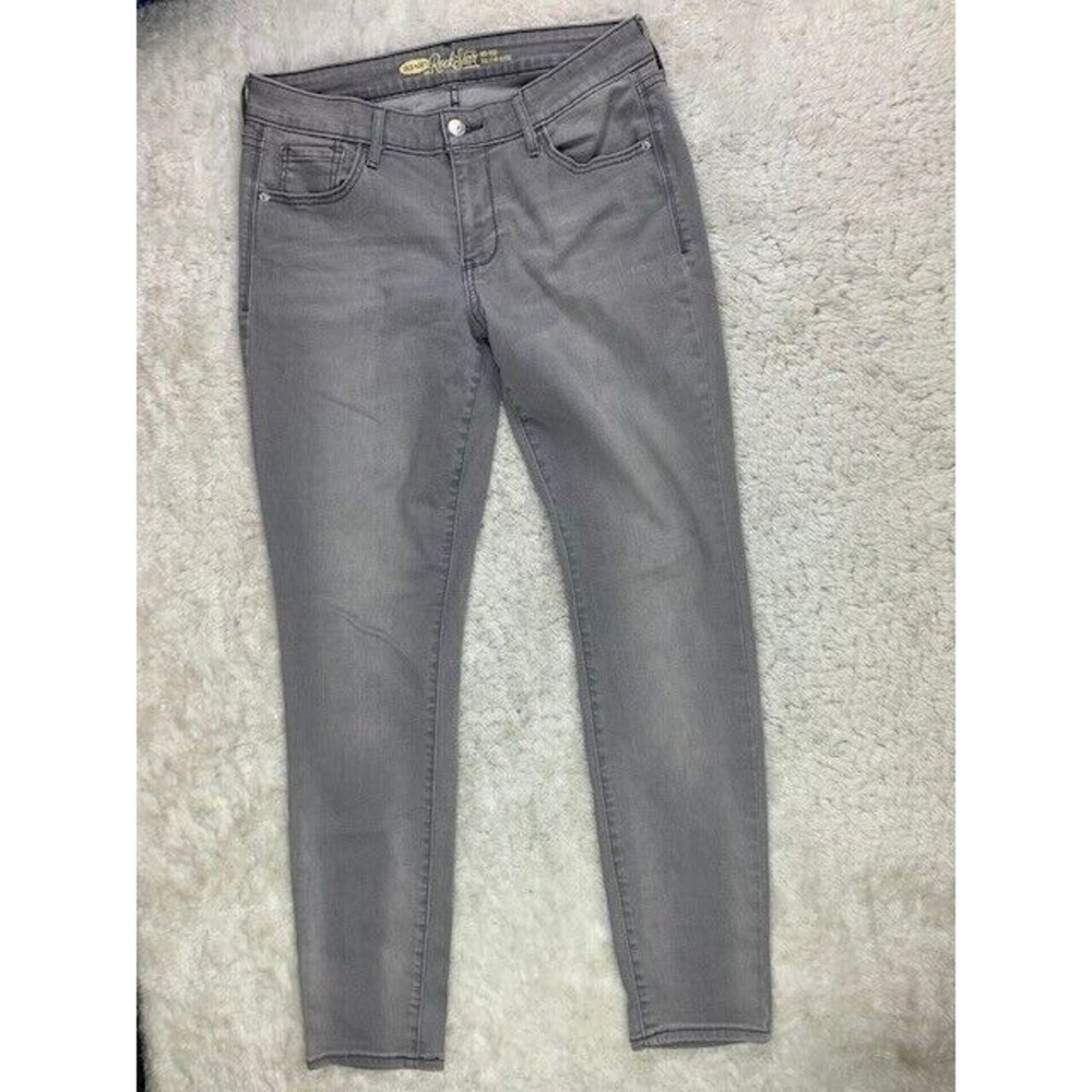 Old Navy Size 12 Womens Jeans Gray Rockstar Skinny Ankle Stretch Mid Rise